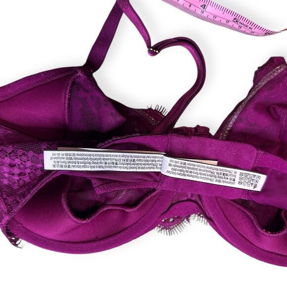 VICTORIA’S SECRET Women’s Purple Lace Push-up Without Padding Bra Size 36DDD - Picture 5 of 7